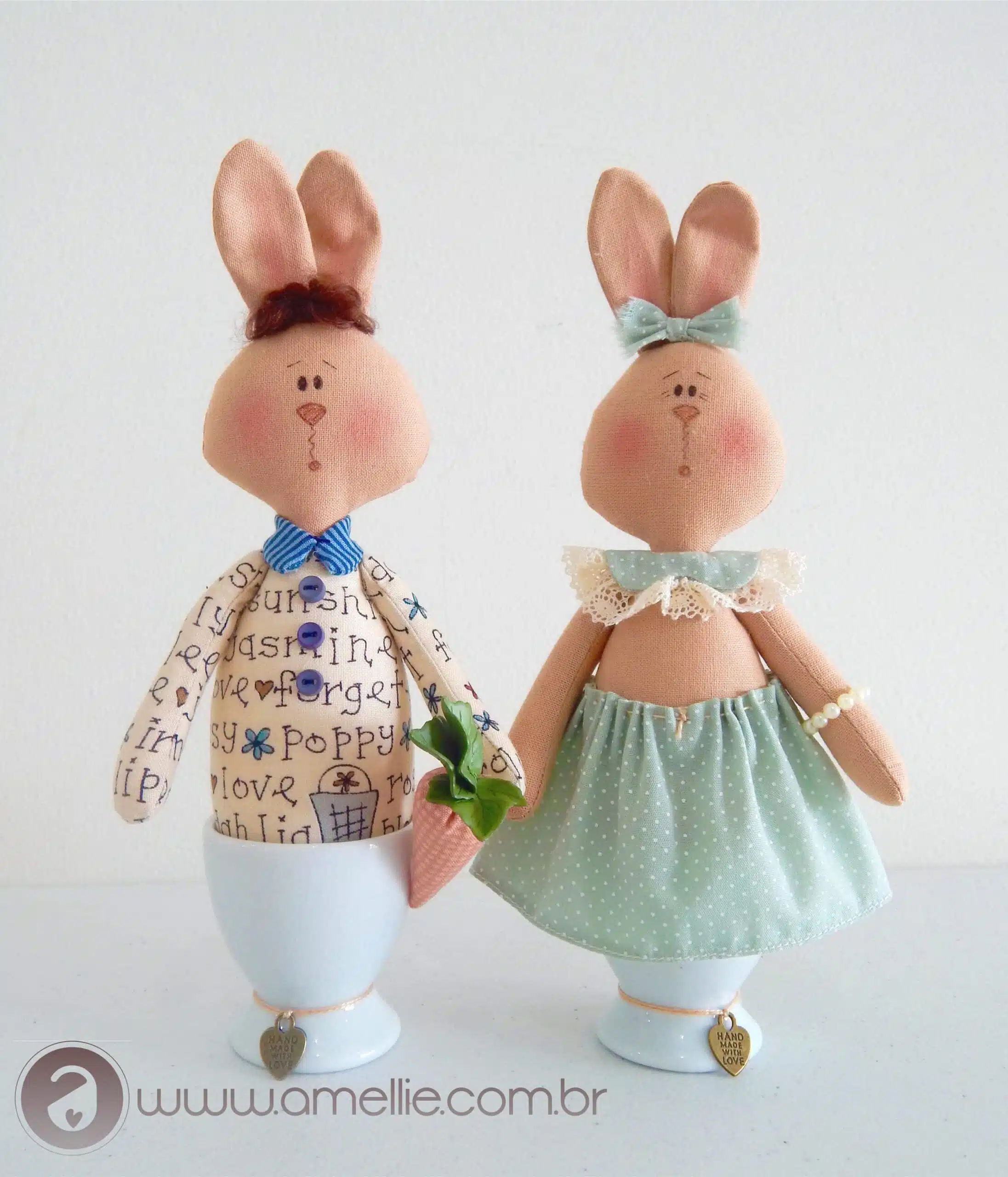 PDF Sewing Pattern: EggCup Bunny Couple - Image 2