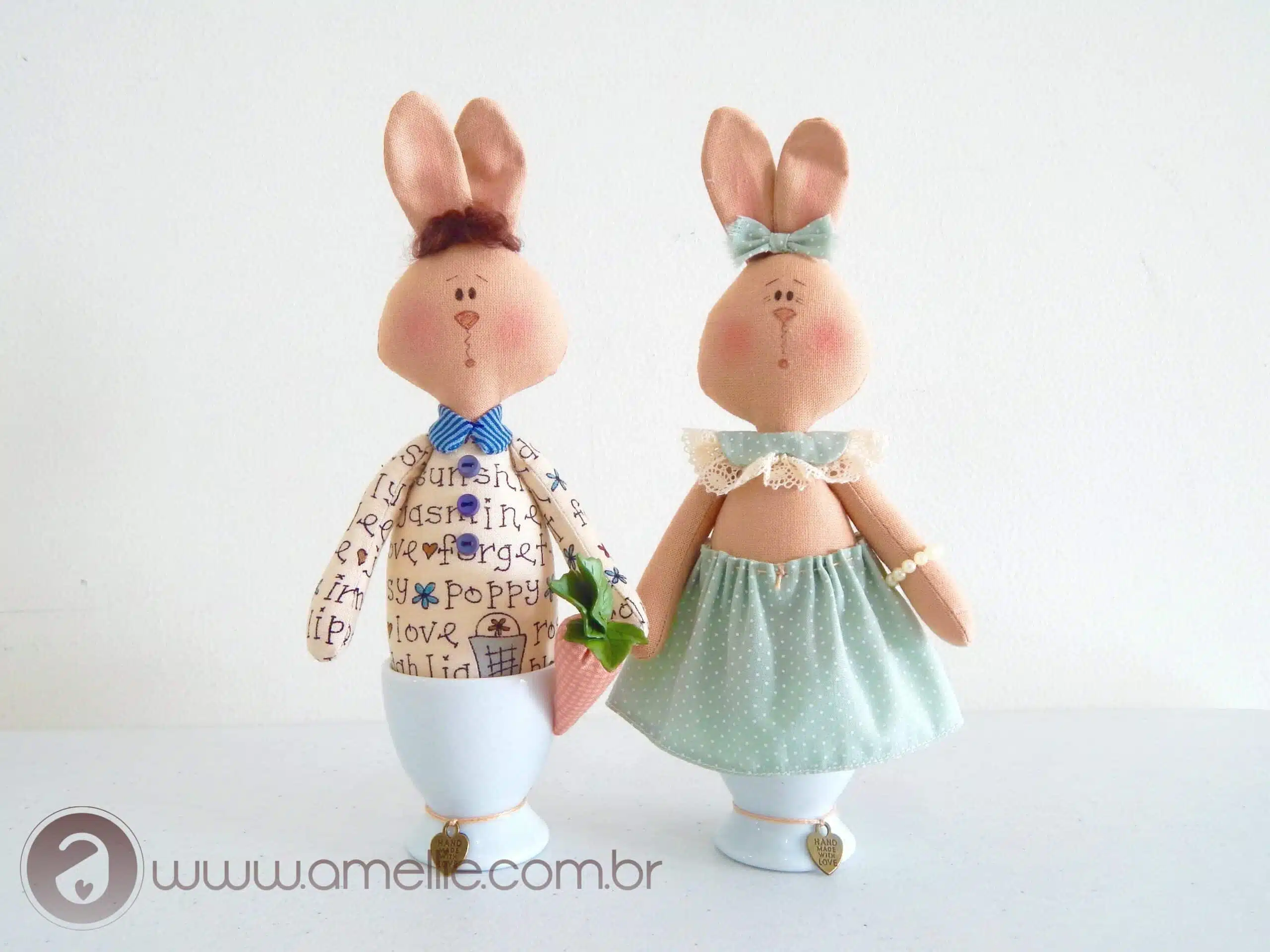 PDF Sewing Pattern: EggCup Bunny Couple - Image 1